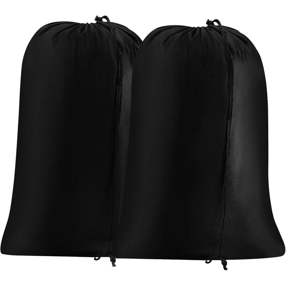 image:image2 Pcs Sac Linge Sale Voyage 60 x 80cm 100L tanche  Leau Sac Linge Sale Pliable avec Cordon de Serrage Sac  Linge Sac de Rangement pour Panier Linge Camping Dortoir Htel NoirNoir