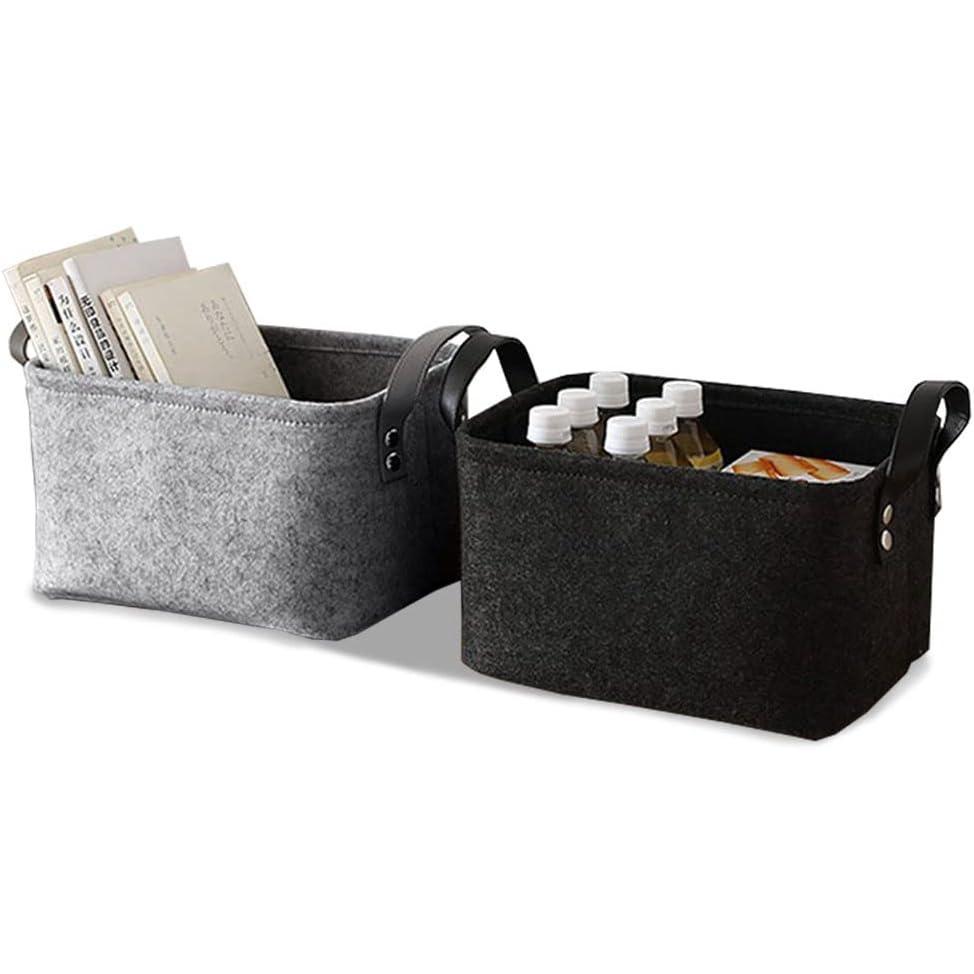 image:image2 Pice Panier Feutre Care Panier Rangement Rangement Feutre avec Poigne pour Vtements Serviettes Articles de Toilette Livres NoirNoir Gris