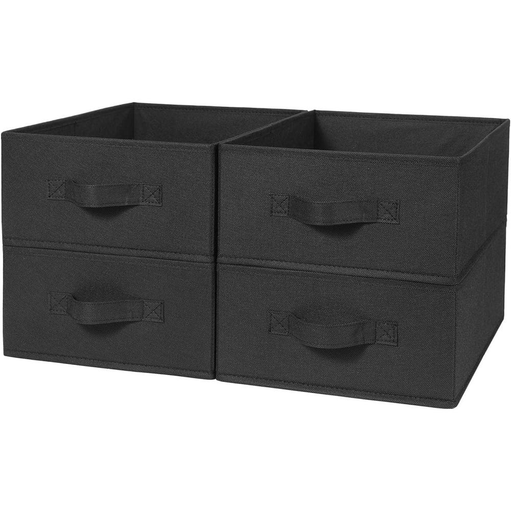 image:imageBOMKEE Lot de 4 bacs de rangement pliables organiseurs et paniers de rangement pliables pour chambre  coucher salon beige 391 x 29 x 14 cm STBL01MYLK4STBL01Black