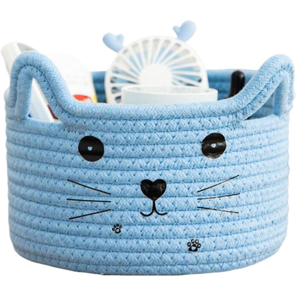 image:imageJoli Panier de Rangement Tiss en Forme Danimal Panier en Corde de Coton Mignon Panier de Rangement Tress en Coton Convient pour Le Rangement de La Chambre et du Salon JauneBbleu