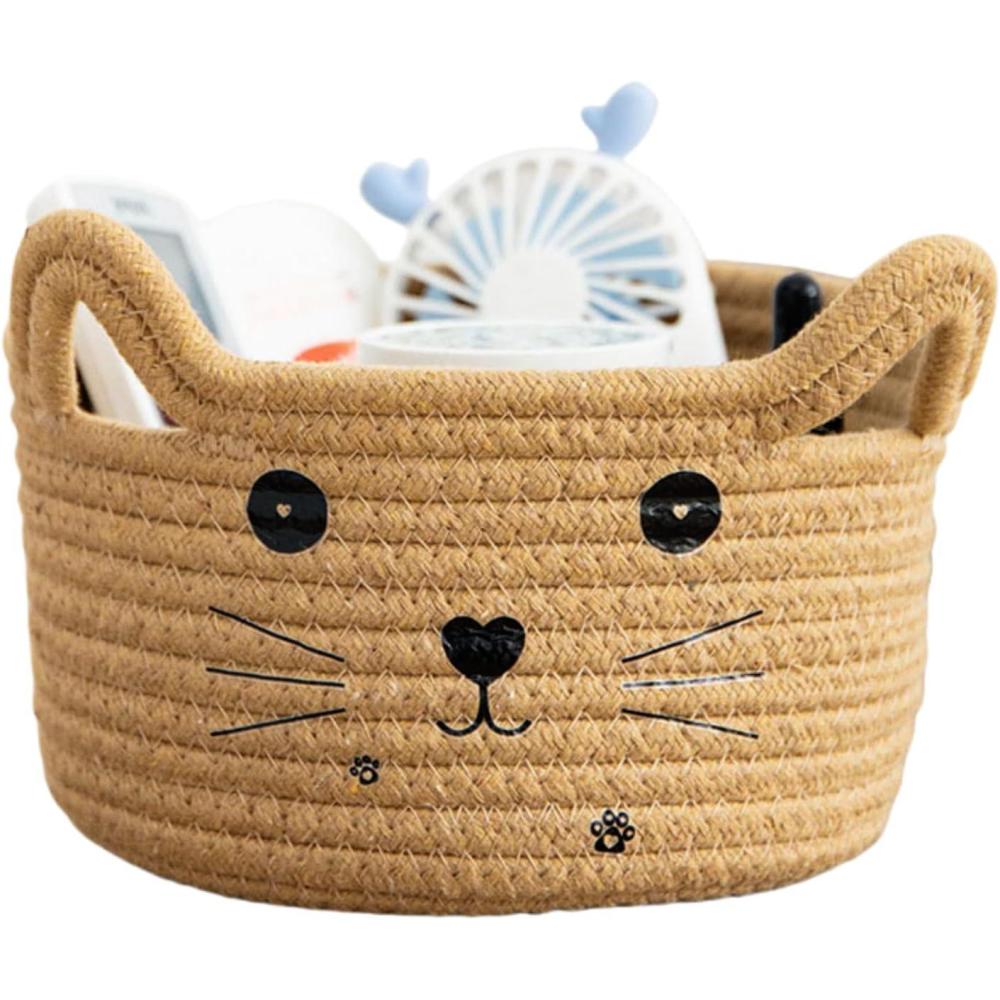 image:imageJoli Panier de Rangement Tiss en Forme Danimal Panier en Corde de Coton Mignon Panier de Rangement Tress en Coton Convient pour Le Rangement de La Chambre et du Salon JauneJaune