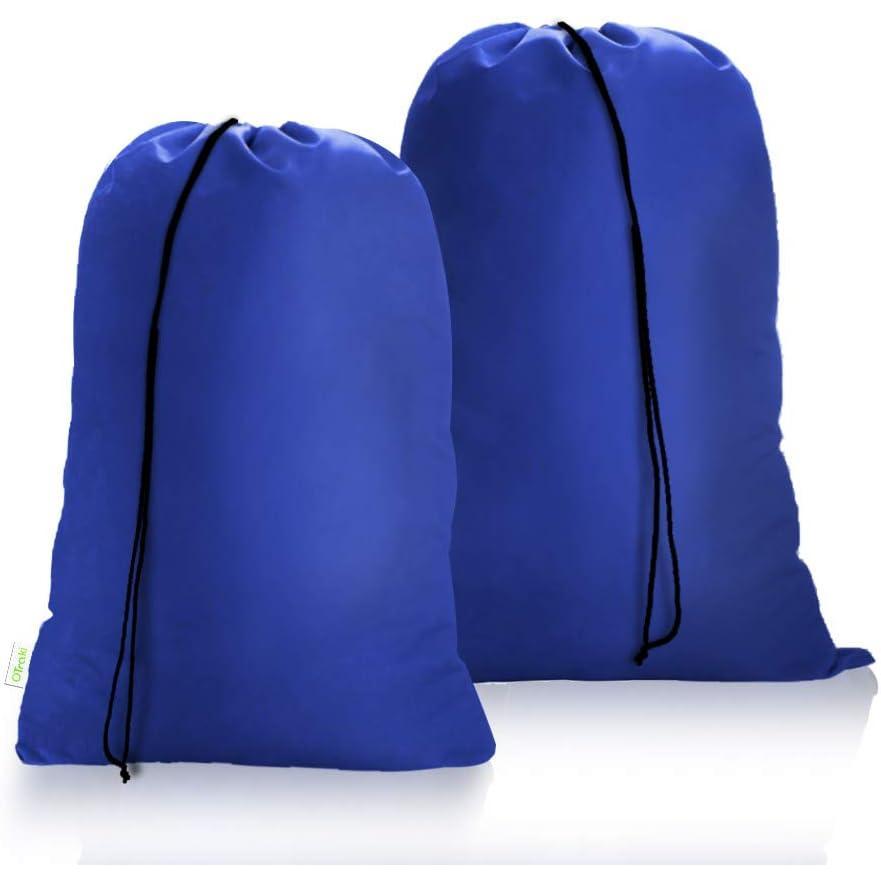 image:imageOTraki Lot de 2 Sac  Linge Large Sale Sac  Linge Pliables avec Cordon de Serrage 60 x 80 cm Rutilisable Sac Linge Sale Grande Capacit pour Appartements Voyages Vacances Collge Bleu60 x 80cm