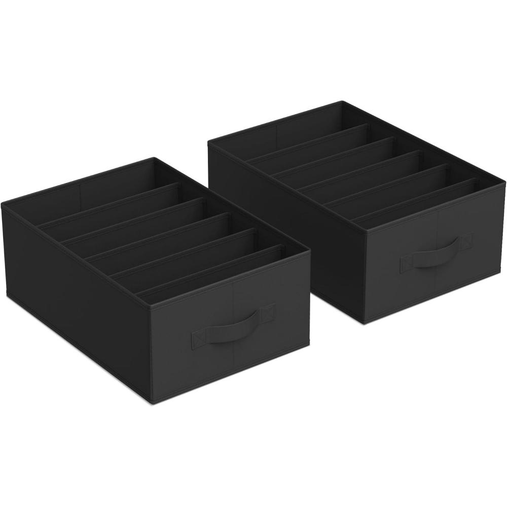 image:imageSONGMICS Lot de 4 Organisateur 6 Compartiments Botes de Rangement Panier 42 x 30 x 17 cm pour Pantalons Vtements Rose Bonbon RUS009R01Noir Dencre