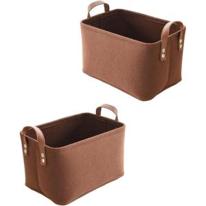 2 Pièce Panier Feutre, Care Panier Rangement, Rangement Feutre, avec Poignée, pour Vêtements, Serviettes, Articles de Toilette, Livres (Noir)(Marron)