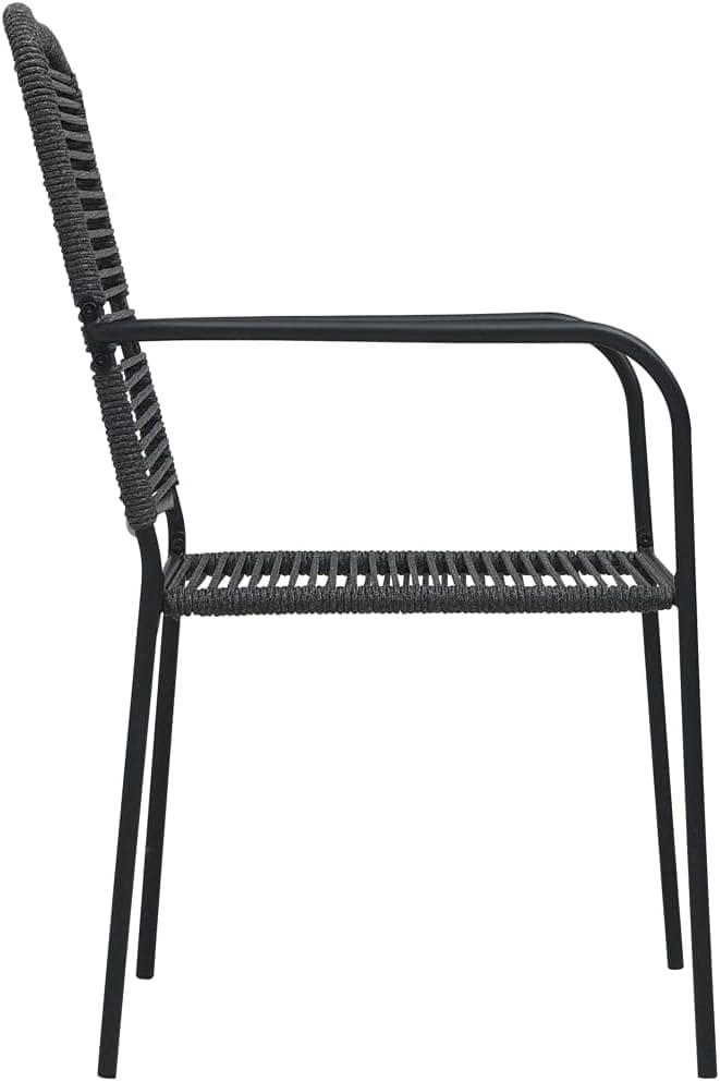 image:imageLot de 2 chaises de jardin en corde de coton et acier rsistantes aux intempries 56 x 535 x 855 cm Avec accoudoirs Peu encombrantes et pliables Pour balcon jardin et camping