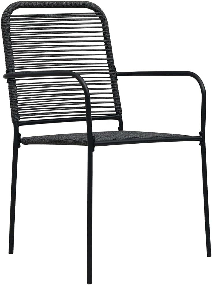 image:imageLot de 2 chaises de jardin en corde de coton et acier rsistantes aux intempries 56 x 535 x 855 cm Avec accoudoirs Peu encombrantes et pliables Pour balcon jardin et camping