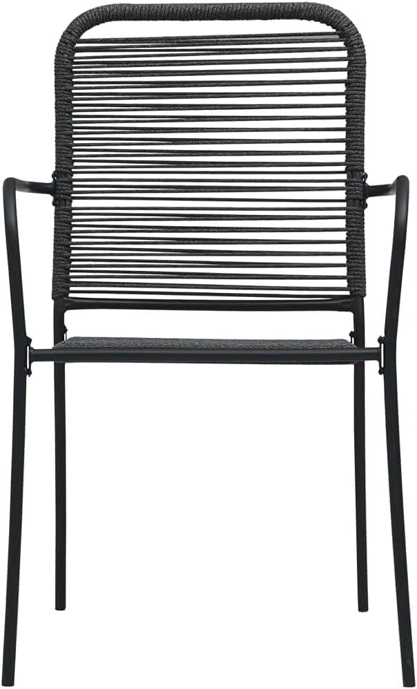 image:imageLot de 2 chaises de jardin en corde de coton et acier rsistantes aux intempries 56 x 535 x 855 cm Avec accoudoirs Peu encombrantes et pliables Pour balcon jardin et camping