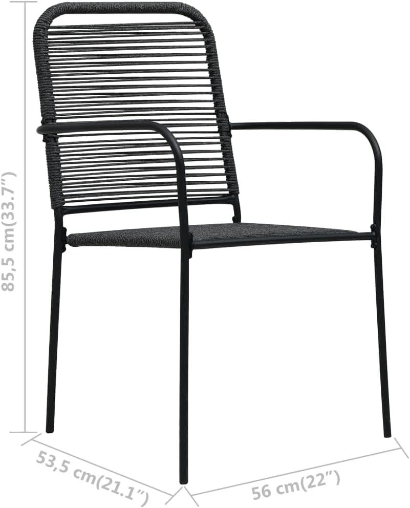 image:imageLot de 2 chaises de jardin en corde de coton et acier rsistantes aux intempries 56 x 535 x 855 cm Avec accoudoirs Peu encombrantes et pliables Pour balcon jardin et camping