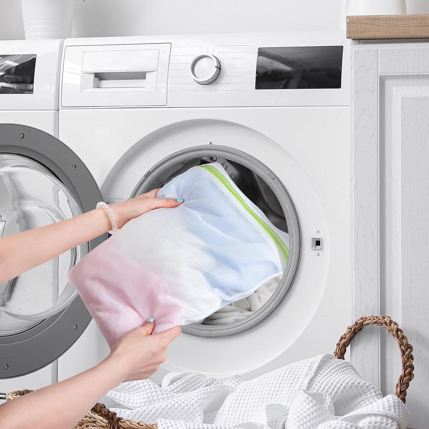 image:imageSac linge pour machine laver 3 pices 23 x 30 cm polyester vert fermeture clair pour vtements intimes et voyage