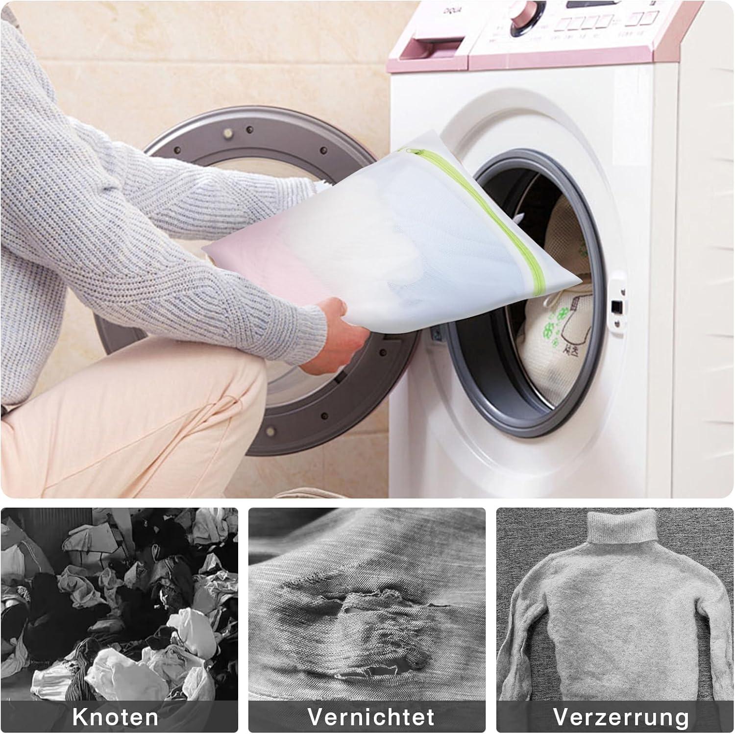 image:imageSac linge pour machine laver 3 pices 23 x 30 cm polyester vert fermeture clair pour vtements intimes et voyage