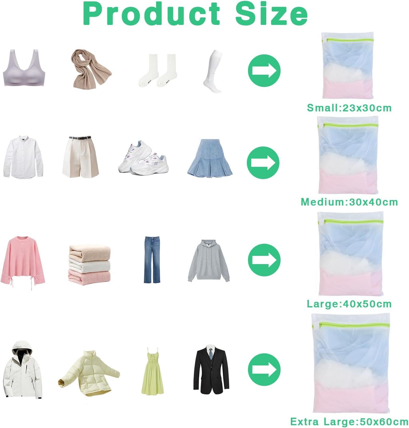 image:imageSac linge pour machine laver 3 pices 23 x 30 cm polyester vert fermeture clair pour vtements intimes et voyage