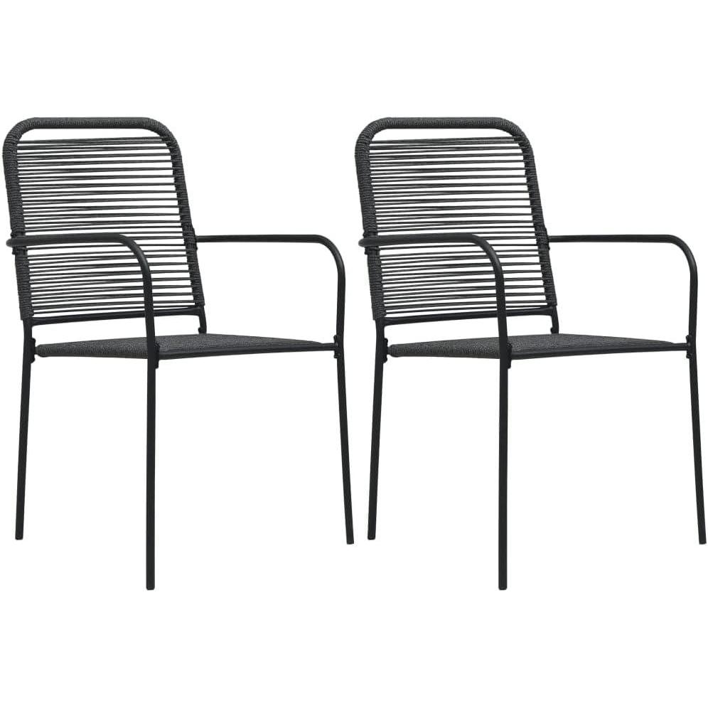 image:imageLot de 2 chaises de jardin en corde de coton et acier rsistantes aux intempries 56 x 535 x 855 cm Avec accoudoirs Peu encombrantes et pliables Pour balcon jardin et camping