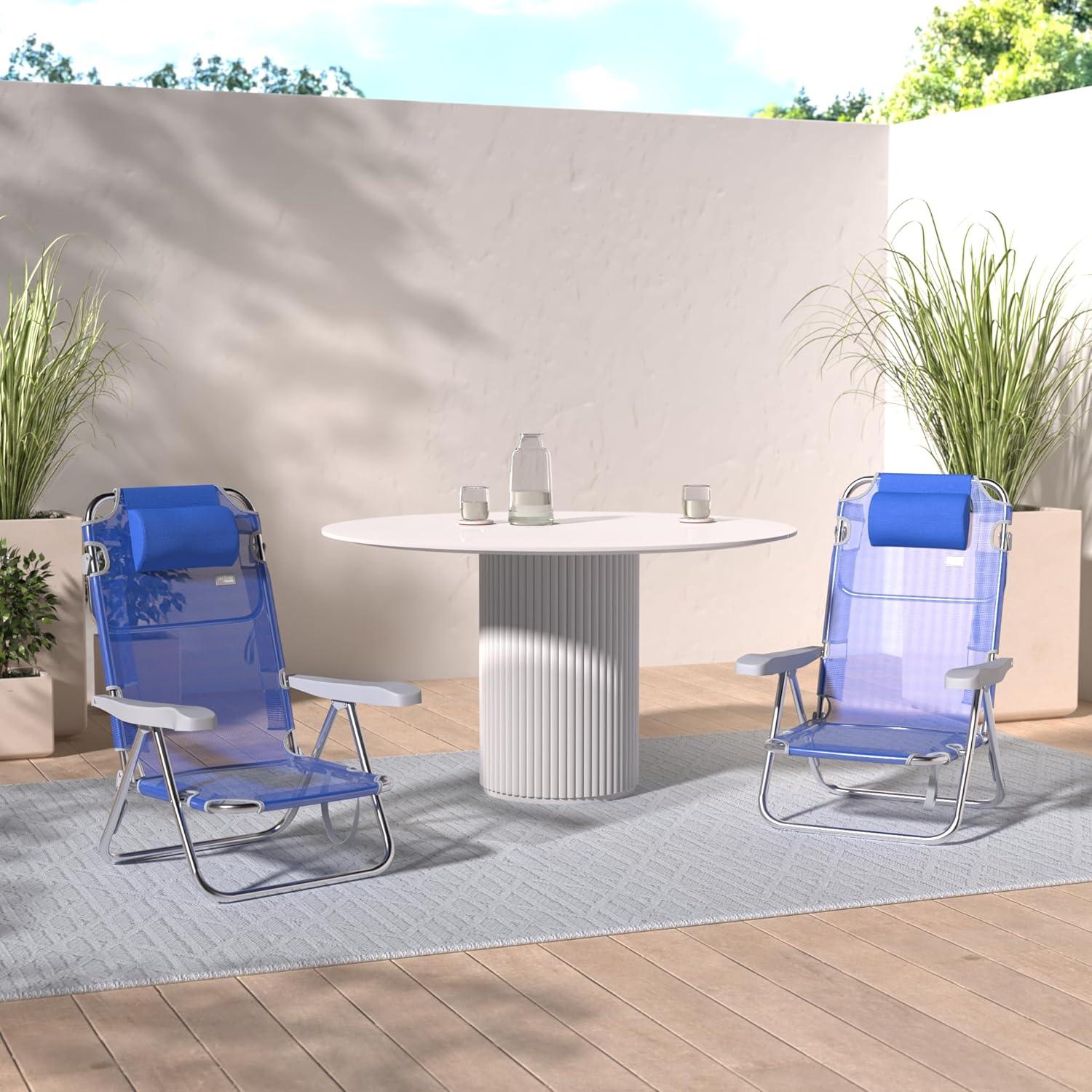 image:imageAKTIVE Chaise Pliante MultiPosition et en aluminium Chaise de Plage Pliable Mixte 62608 Bleu Marine