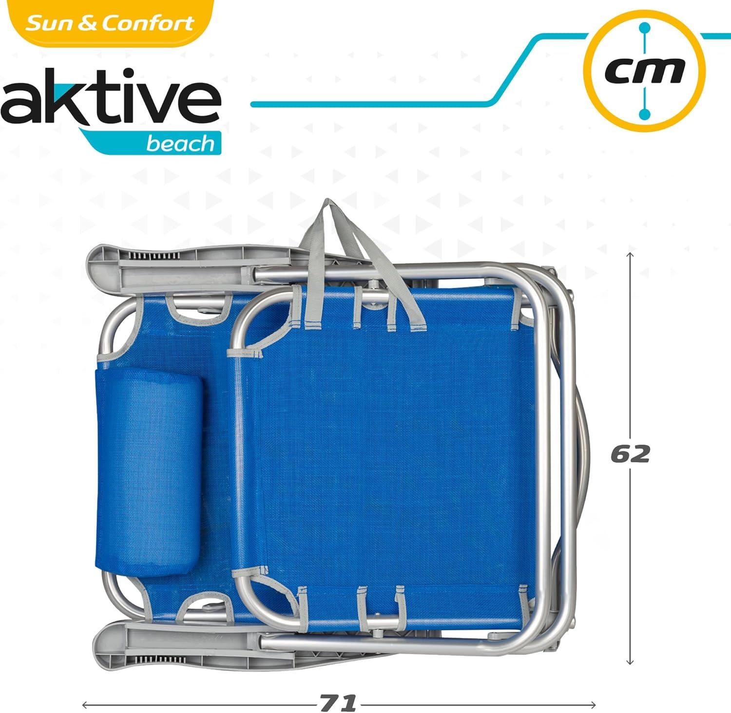 image:imageAKTIVE Chaise Pliante MultiPosition et en aluminium Chaise de Plage Pliable Mixte 62608 Bleu Marine