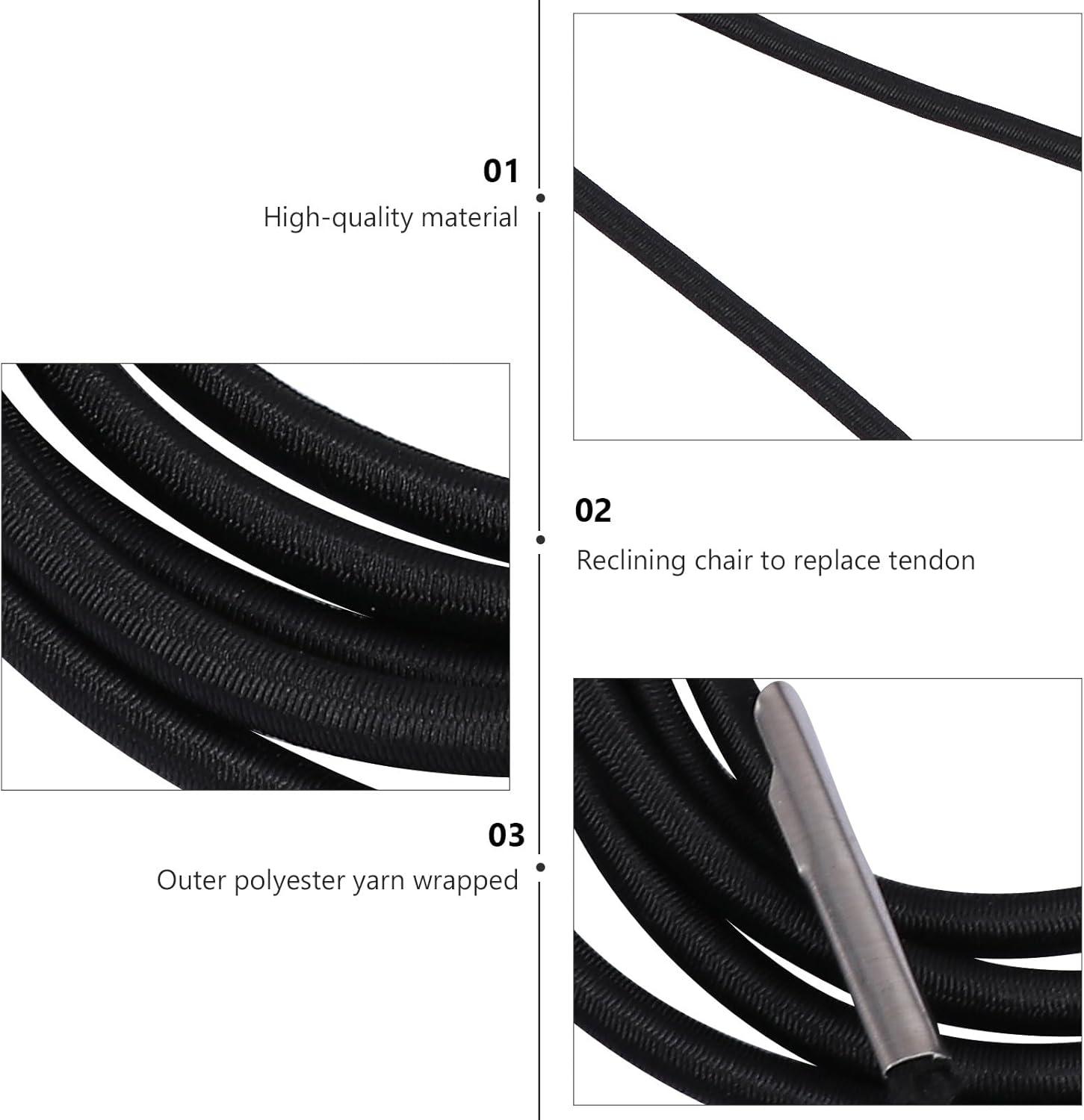 image:imageBaluue Lot de 4 Cordons de Remplacement lastiques pour Fauteuil Inclinable Cordes de Fixation Robustes 225 M et 15 M Accessoires Pratiques pour Chaise Longue Pliable Usage Camping
