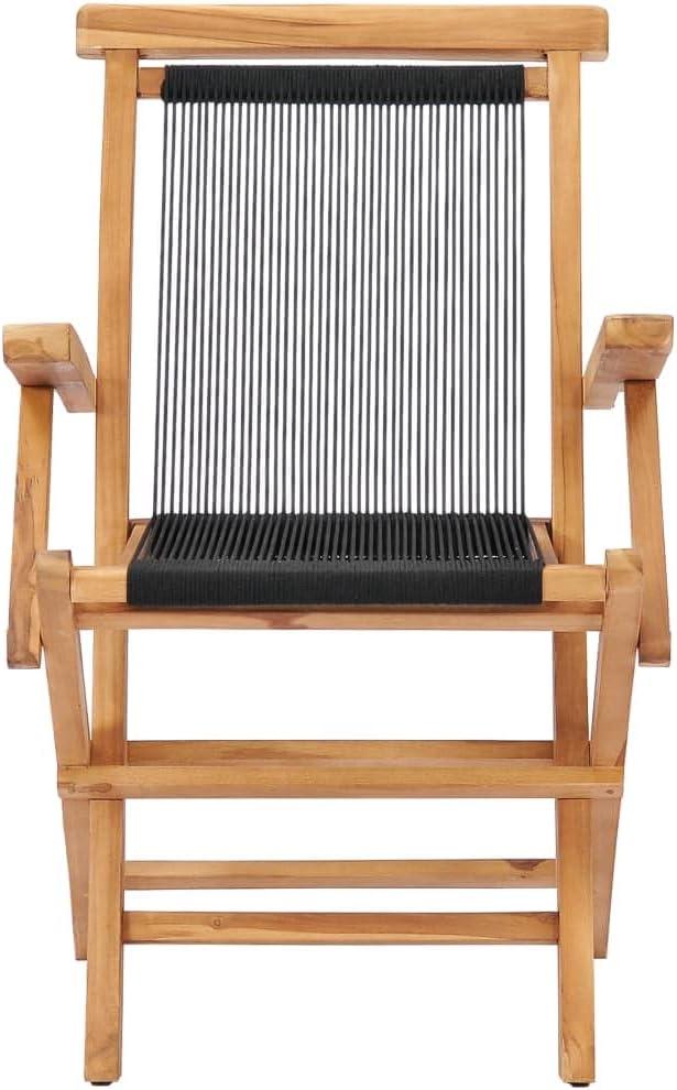 image:imageChaise dextrieur Chaises Pliables de Jardin Lot de 2 Bois Teck Solide et Corde pour Jardin Plage Balcon Terrasse Camping