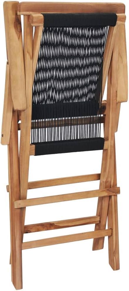 image:imageChaise dextrieur Chaises Pliables de Jardin Lot de 2 Bois Teck Solide et Corde pour Jardin Plage Balcon Terrasse Camping