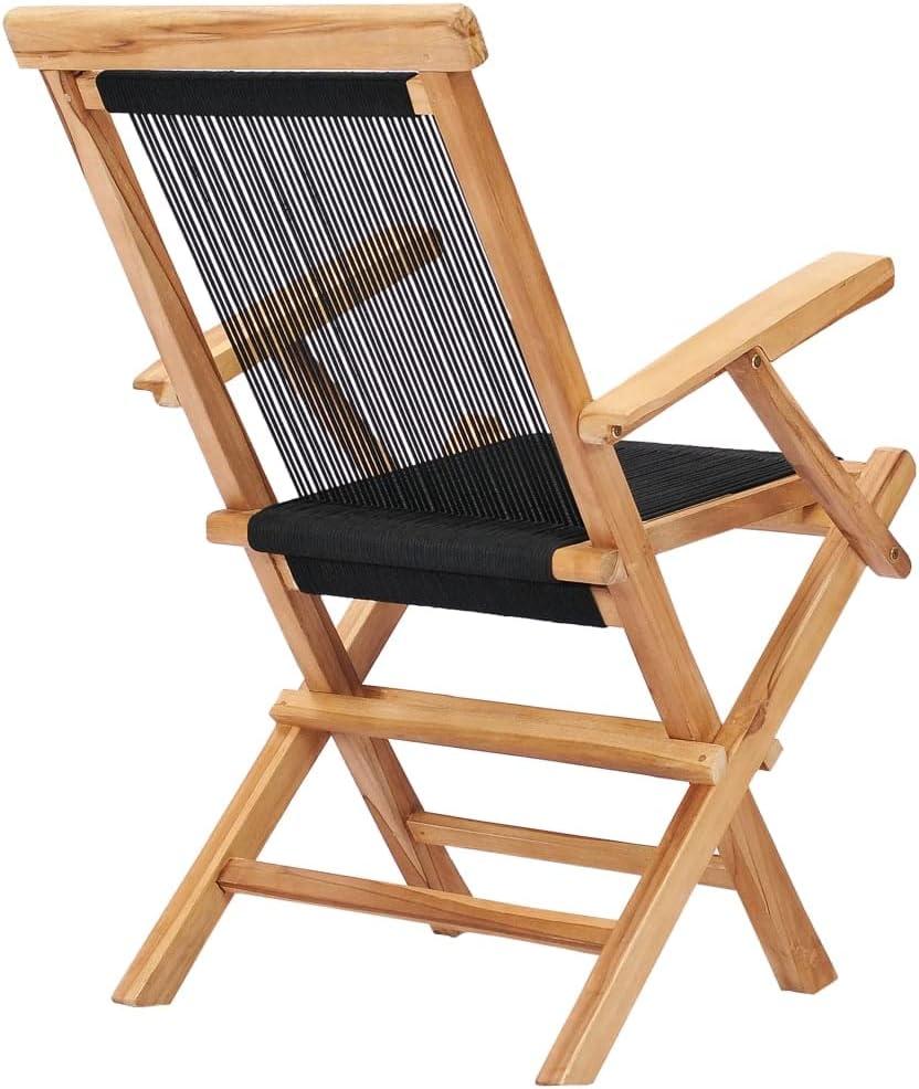 image:imageChaise dextrieur Chaises Pliables de Jardin Lot de 2 Bois Teck Solide et Corde pour Jardin Plage Balcon Terrasse Camping