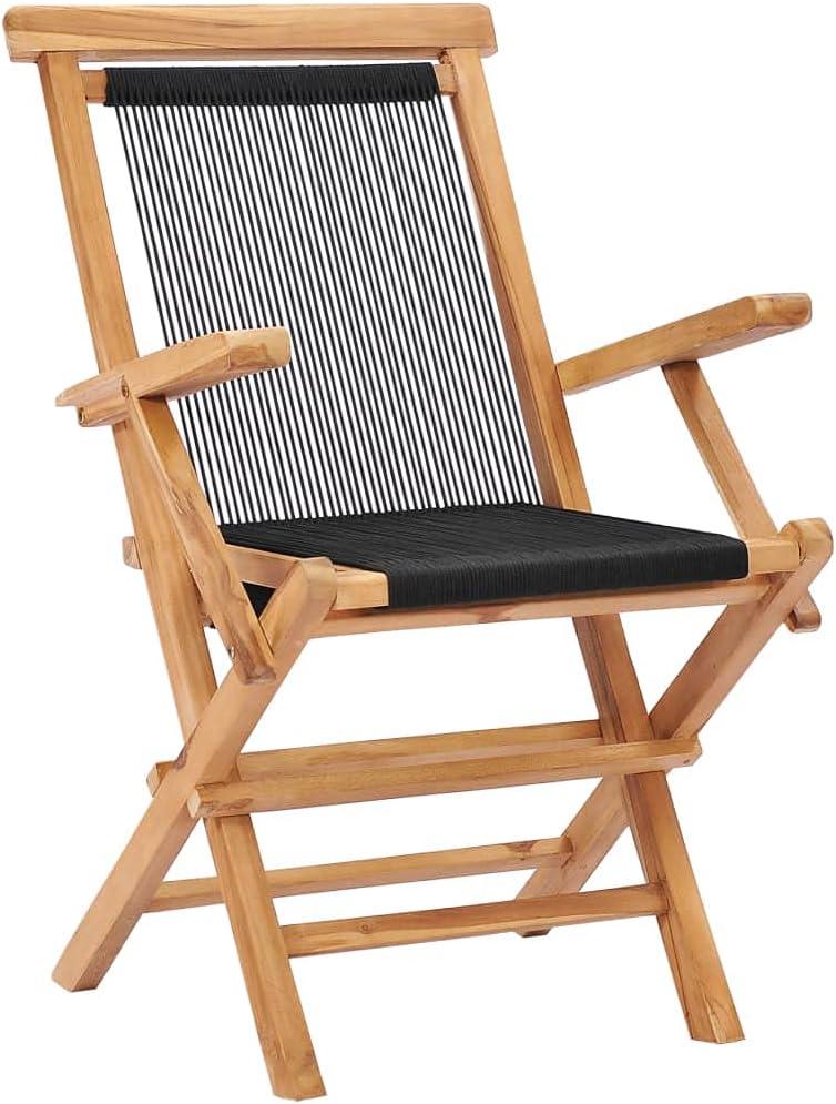 image:imageChaise dextrieur Chaises Pliables de Jardin Lot de 2 Bois Teck Solide et Corde pour Jardin Plage Balcon Terrasse Camping