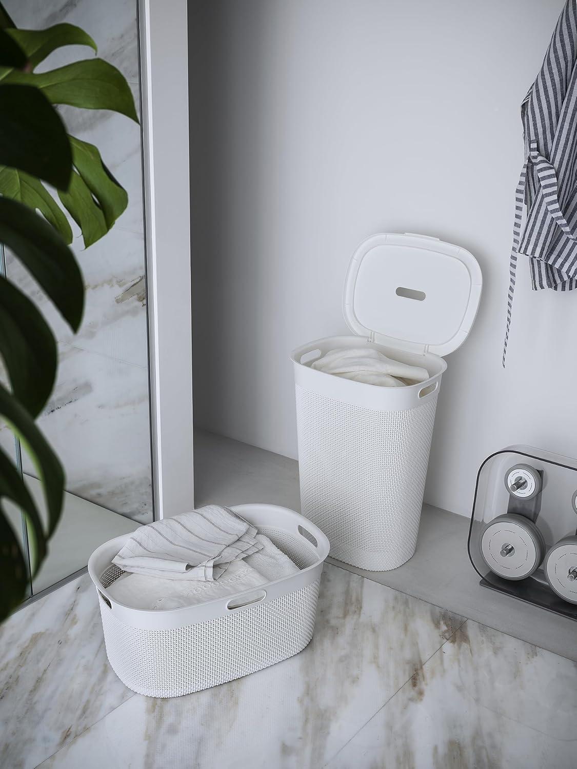 image:imageKeter Curver Panier linge de salle de bain blanc capacit de 55 litres 70 recycl 45 x 35 x 61 H