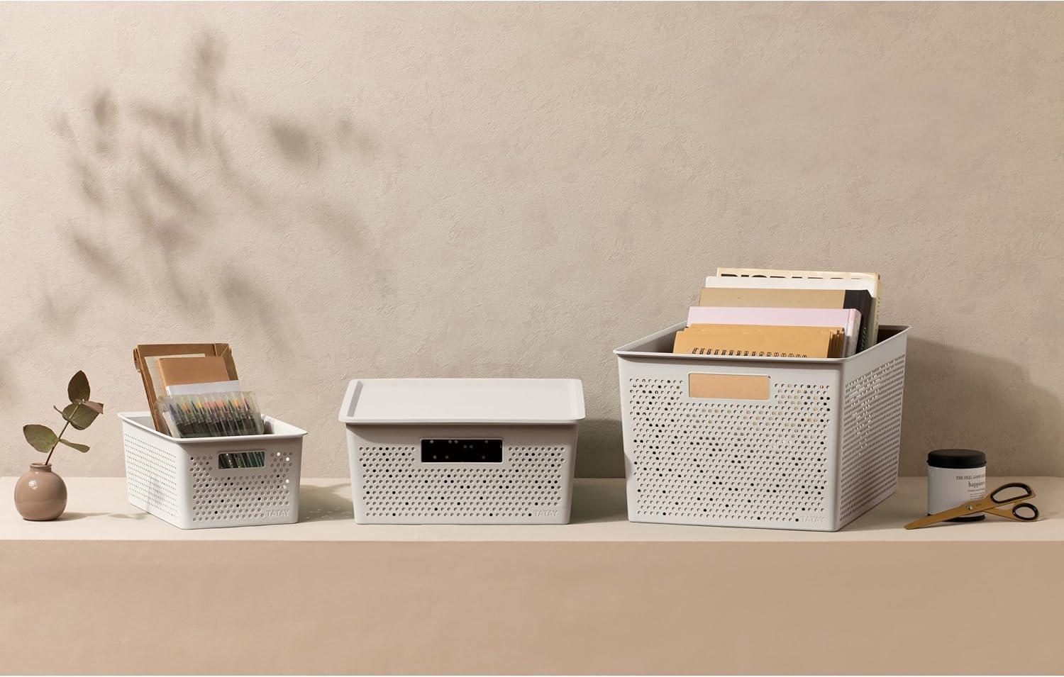 image:imageTATAY Bohol Bote de rangement rectangulaire en polypropylne sans BPA 100 plastique recycl Blanc Dimensions 30 x 39 x 215 cm