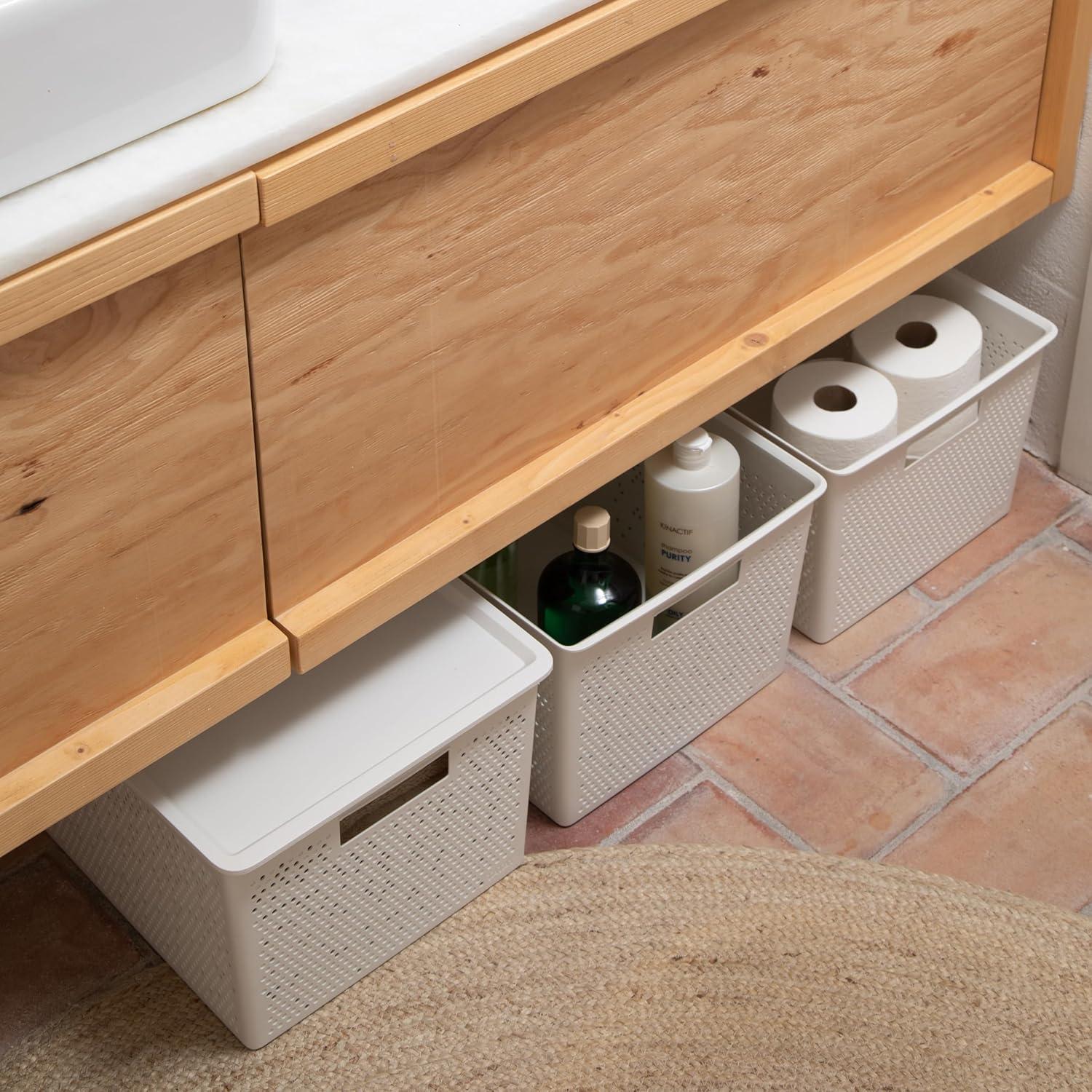 image:imageTATAY Bohol Bote de rangement rectangulaire en polypropylne sans BPA 100 plastique recycl Blanc Dimensions 30 x 39 x 215 cm