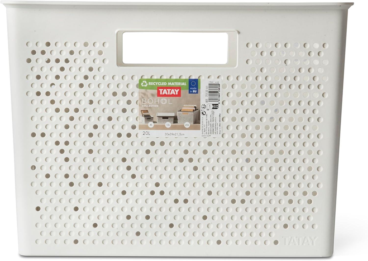 image:imageTATAY Bohol Bote de rangement rectangulaire en polypropylne sans BPA 100 plastique recycl Blanc Dimensions 30 x 39 x 215 cm