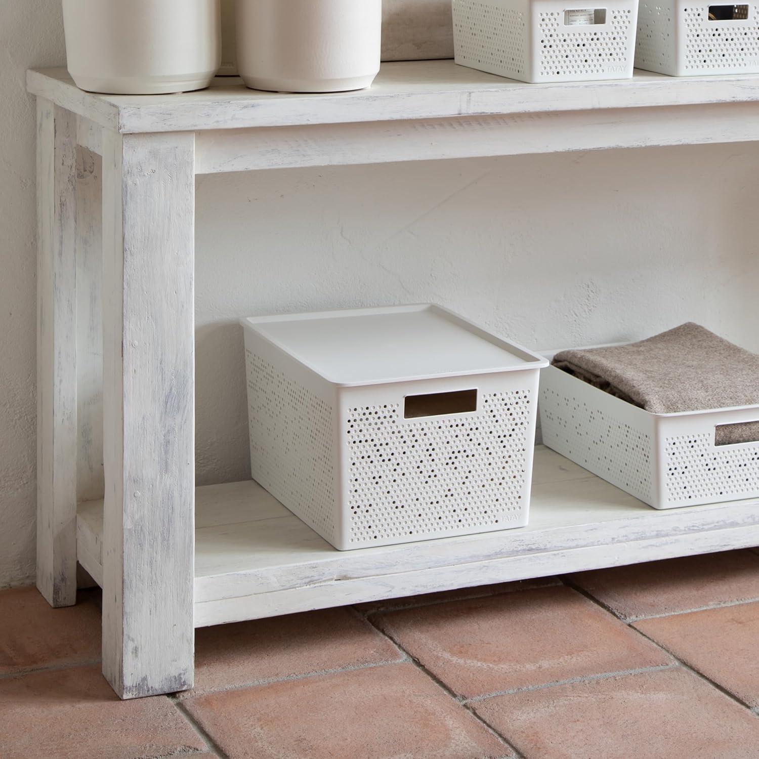 image:imageTATAY Bohol Bote de rangement rectangulaire en polypropylne sans BPA 100 plastique recycl Blanc Dimensions 30 x 39 x 215 cm