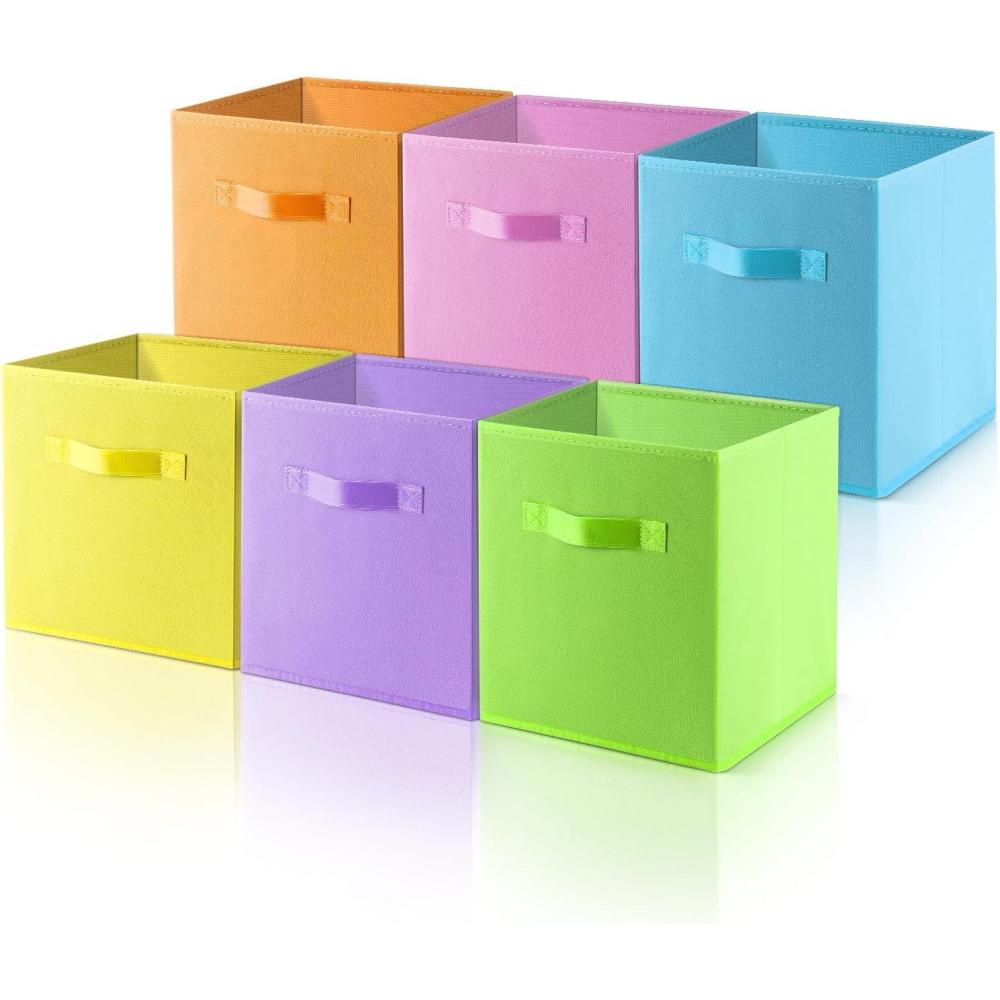 image:image6 Pices Botes de Rangement Cube de Rangement Pliables en Tissu avec Poigne 27 X 27 X 28 cm Tissus Non Tisss Couleur Panier Rangement Tissu pour Ranger Vtements Jouets et Livres