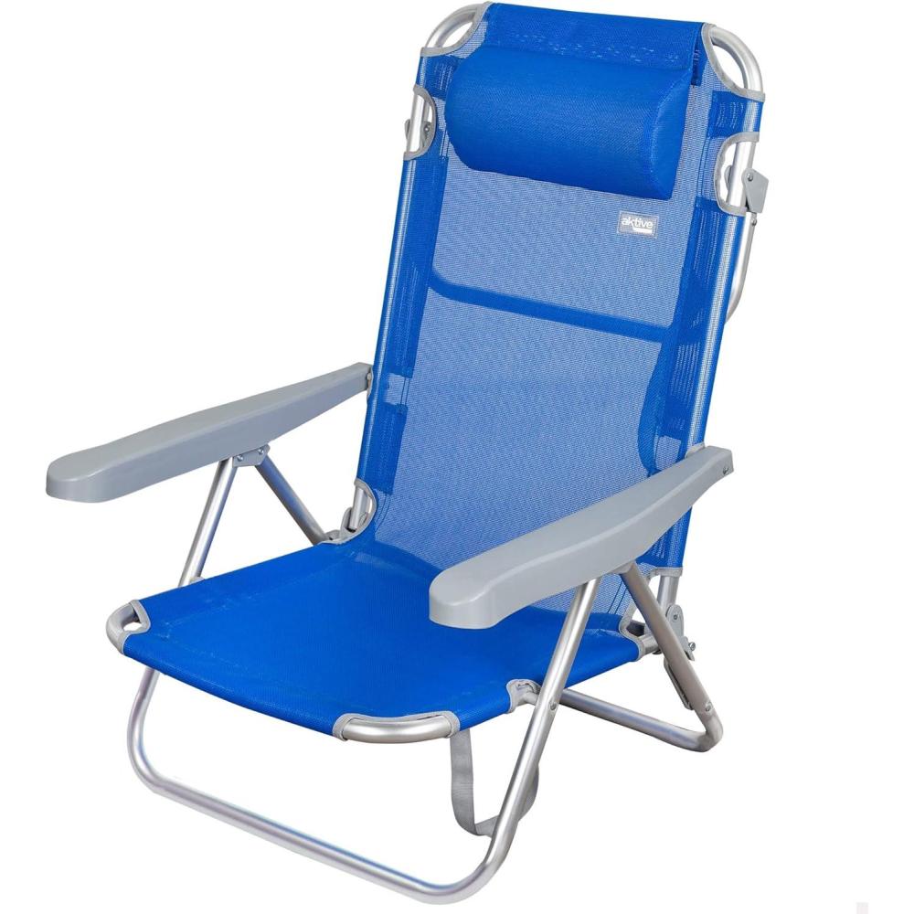 image:imageAKTIVE Chaise Pliante MultiPosition et en aluminium Chaise de Plage Pliable Mixte 62608 Bleu Marine