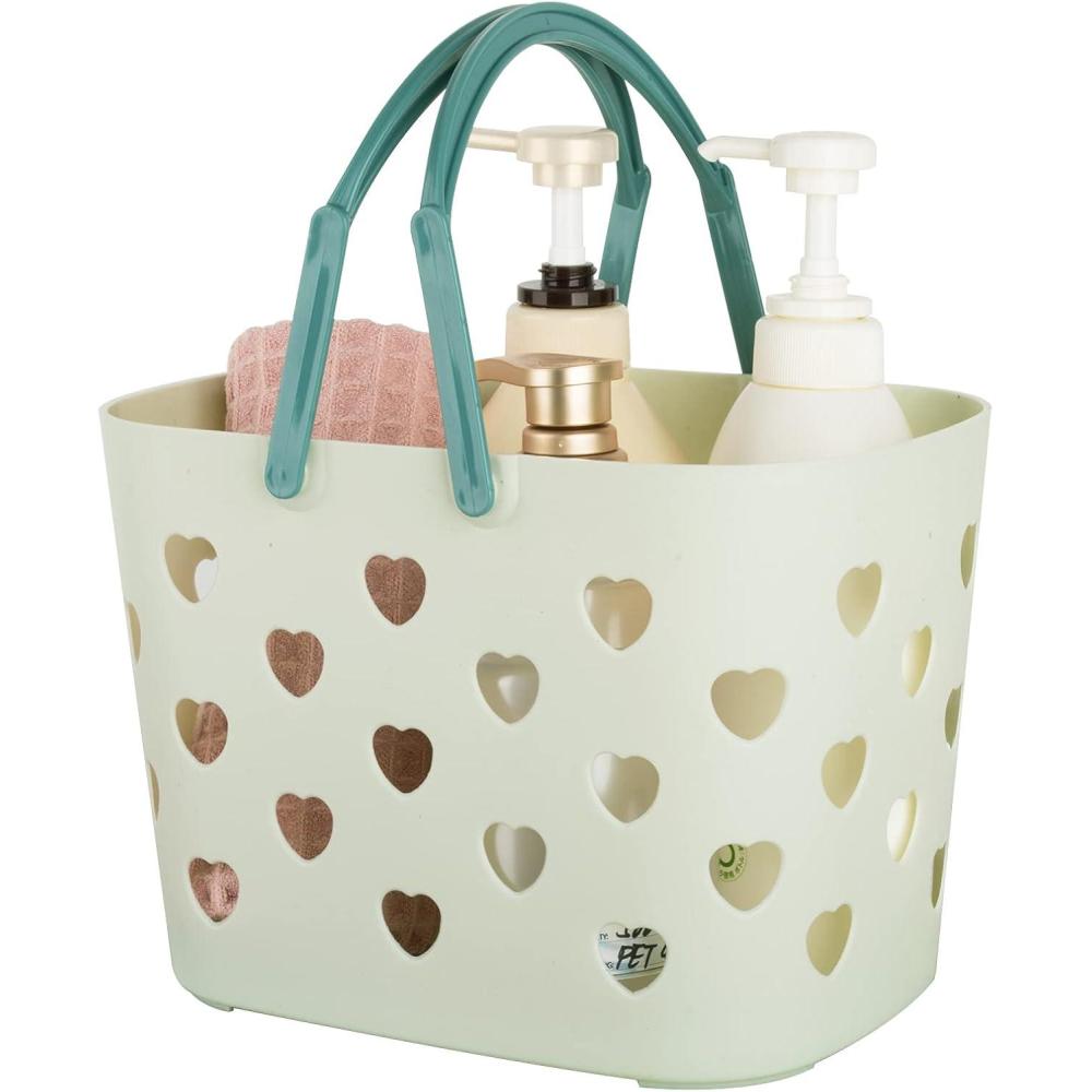 image:imageAnyoifax Lot de 2 paniers de rangement portables en plastique avec poigne pour salle de bain dortoir gardemanger cuisine roseVert
