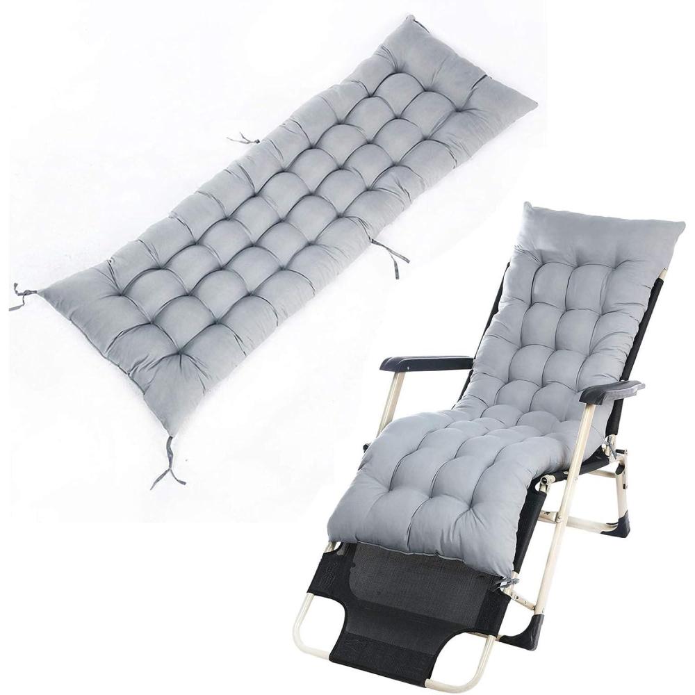 image:imageCoussin dextrieur inclinable 160 x 50 cm avec corde de serrage Coussin de chaise longue de terrasse Coussin pliable gris