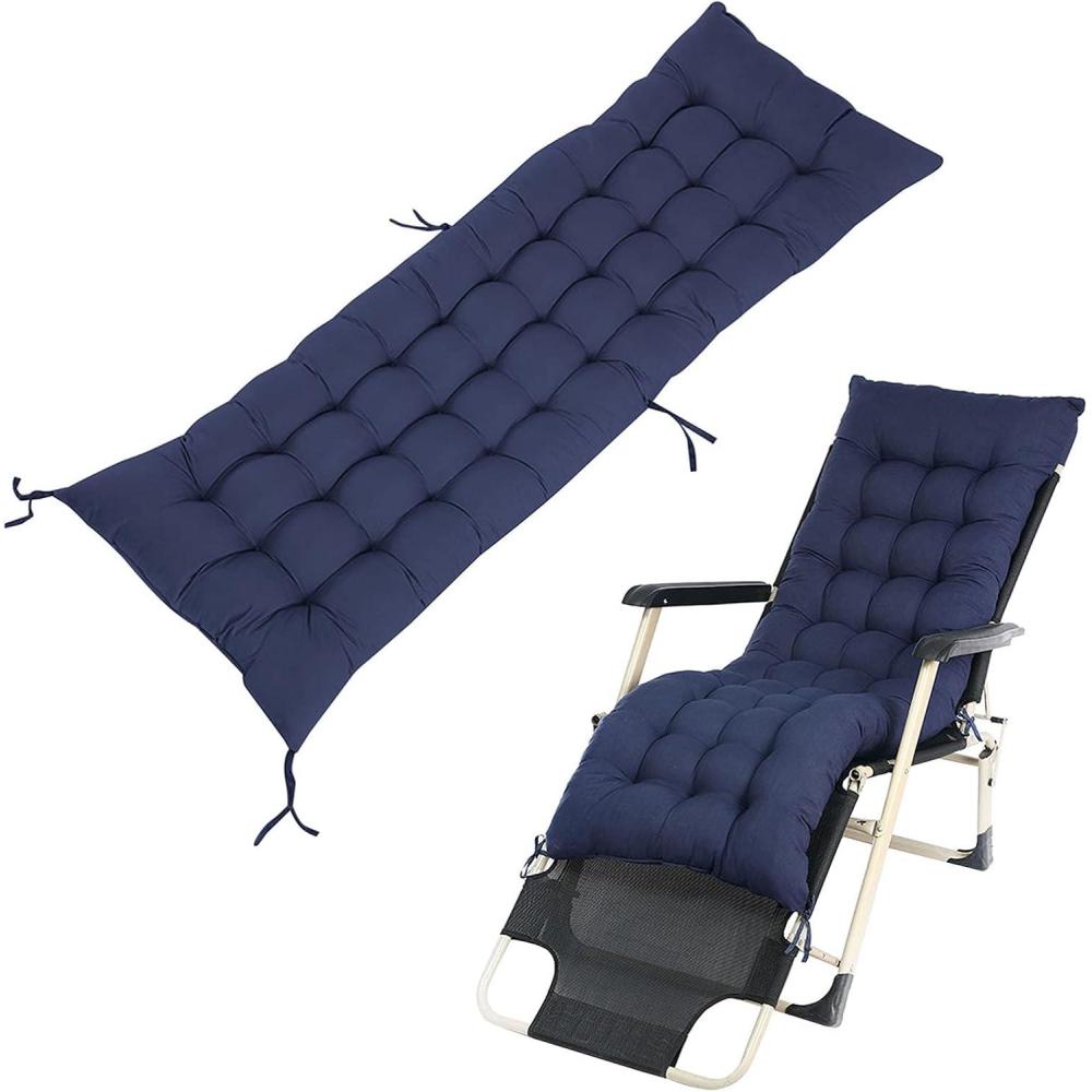 image:imageCoussin dextrieur inclinable 160 x 50 cm avec corde de serrage Coussin de chaise longue dextrieur Coussin de chaise longue pliable bleu fonc