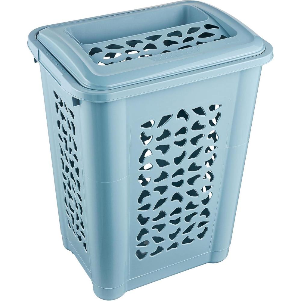 image:imagekeeeper Panier Linge avec Fente dInsertion et Couvercle Rabattable Design Ajour 60 L Per Nordic PinkNordic Blue