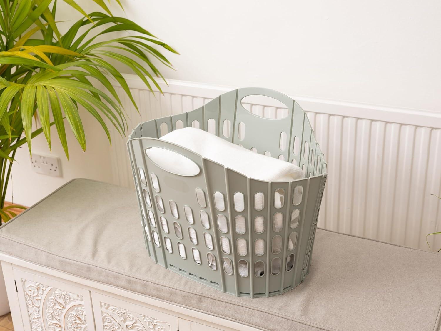 image:imageAddis Flat Easy Panier linge flexible pour linge Vert ortie 38 l