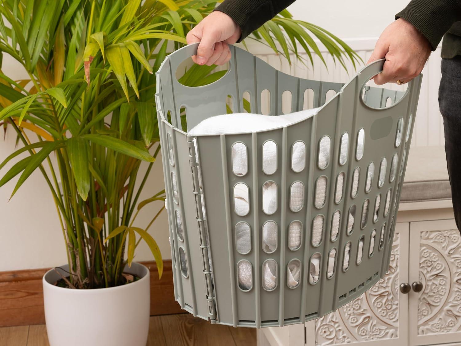 image:imageAddis Flat Easy Panier linge flexible pour linge Vert ortie 38 l