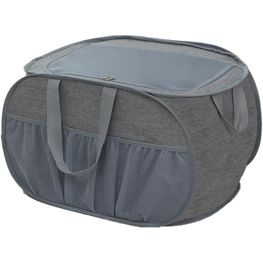 image:imagePanier linge popup avec couvercle 37 x 37 x 60 cm pliable avec poigne en maille panier de rangement pour chambre denfant camping et voyage