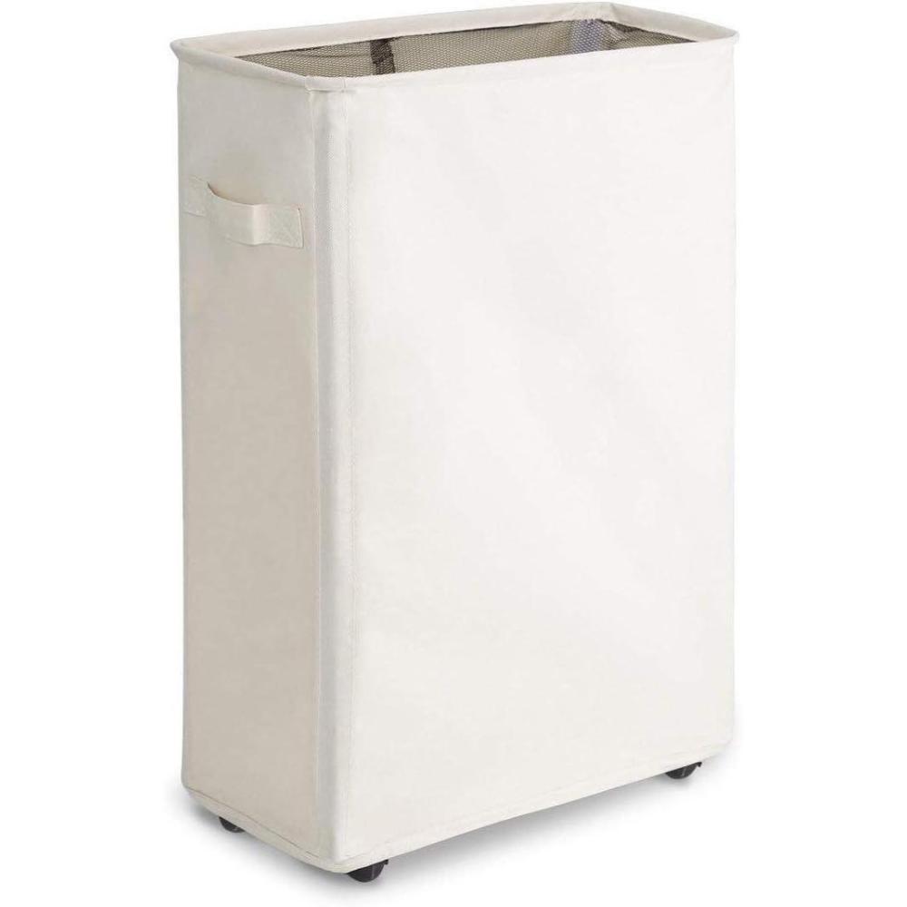 image:imageWOWLIVE Panier linge fin Petite bote linge pliable tanche Avec roulettes 44 l grisBeige