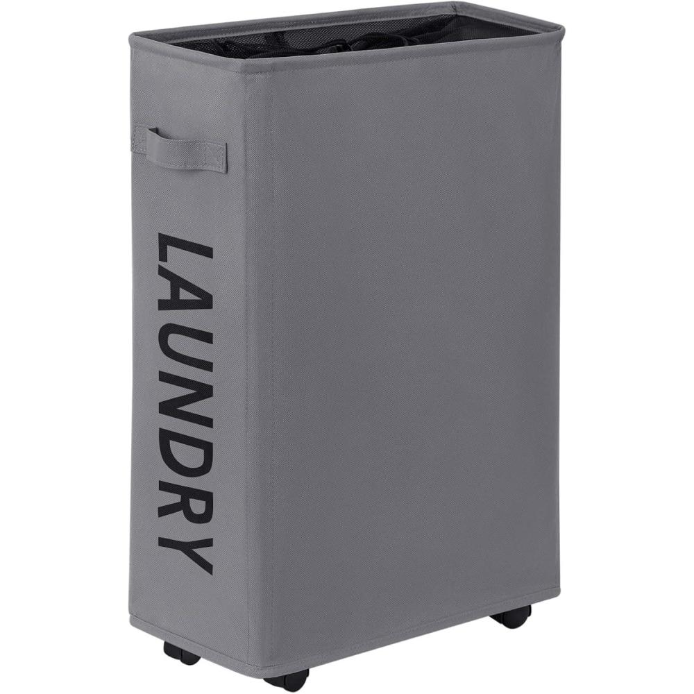 image:imageWOWLIVE Panier linge fin Petite bote linge pliable tanche Avec roulettes 44 l grisGris