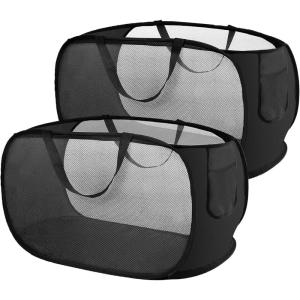 2 Pièces Panier à Linge Pliable,75L Paniere a Linge Sale,Paniers à Linge Pliables pour Buanderie,Salle de Bain,Chambre à Coucher,Chambre d&rsquo;enfant,Voyage (Noir + Gris)(Noir + Noir)