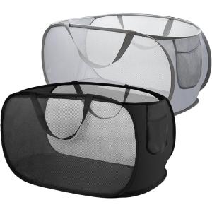 2 Pièces Panier à Linge Pliable,75L Paniere a Linge Sale,Paniers à Linge Pliables pour Buanderie,Salle de Bain,Chambre à Coucher,Chambre d&rsquo;enfant,Voyage (Noir + Gris)(Noir + Gris)