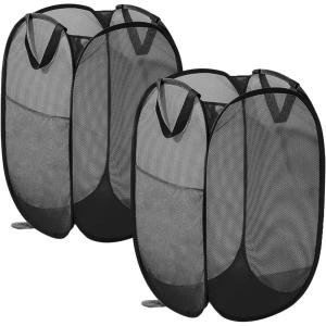 2 Pièces Panier à Linge Pliable,75L Paniere a Linge Sale,Paniers à Linge Pliables pour Buanderie,Salle de Bain,Chambre à Coucher,Chambre d&rsquo;enfant,Voyage (Noir + Gris)(Noir 1 + Noir 1)