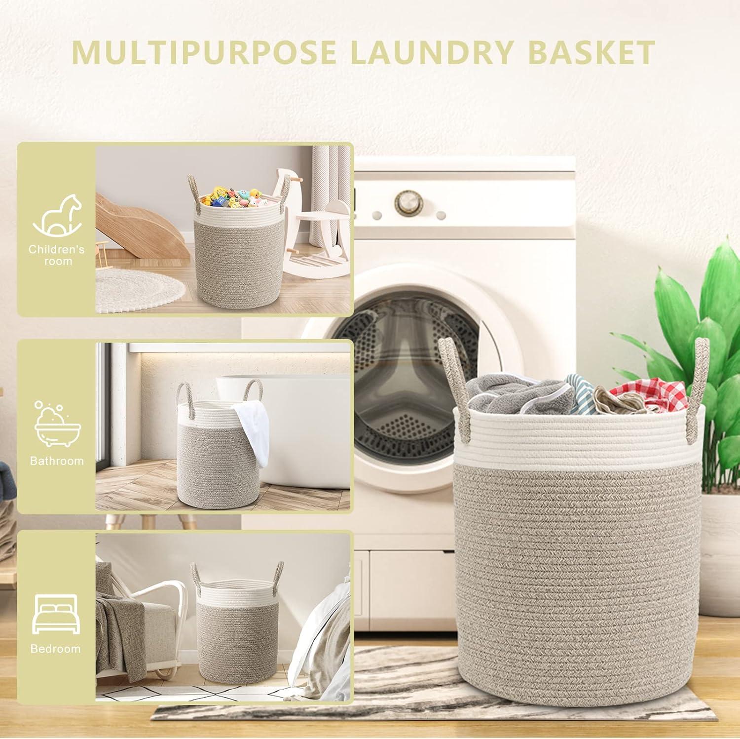 image:imageGrand Panier Linge Pliable en Coton de Qualit SuprieureFabriqu La Main avec Poigne de Rangement pour Jouets 35 x 40 cm sans produits chimiques plastiques ni odeur