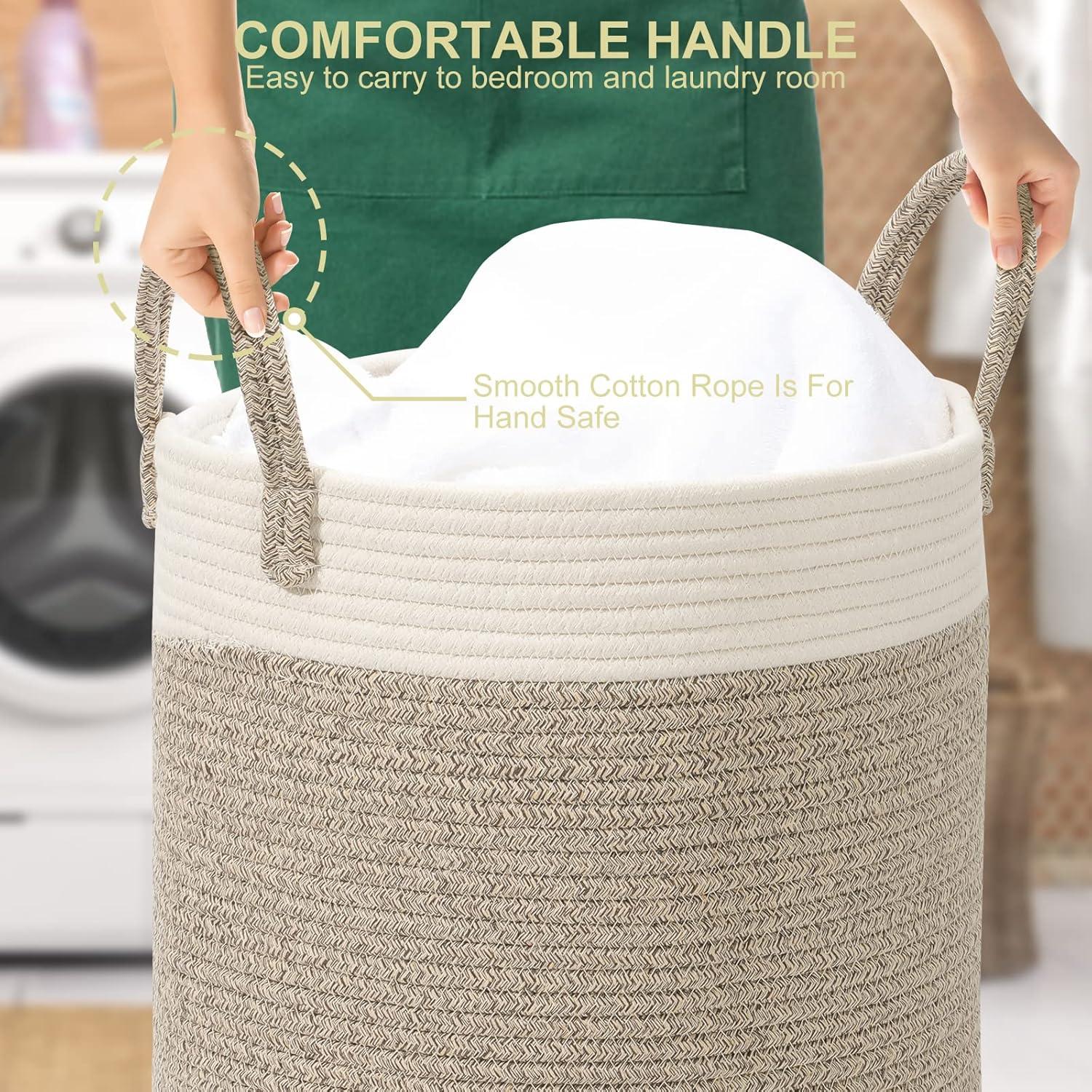 image:imageGrand Panier Linge Pliable en Coton de Qualit SuprieureFabriqu La Main avec Poigne de Rangement pour Jouets 35 x 40 cm sans produits chimiques plastiques ni odeur