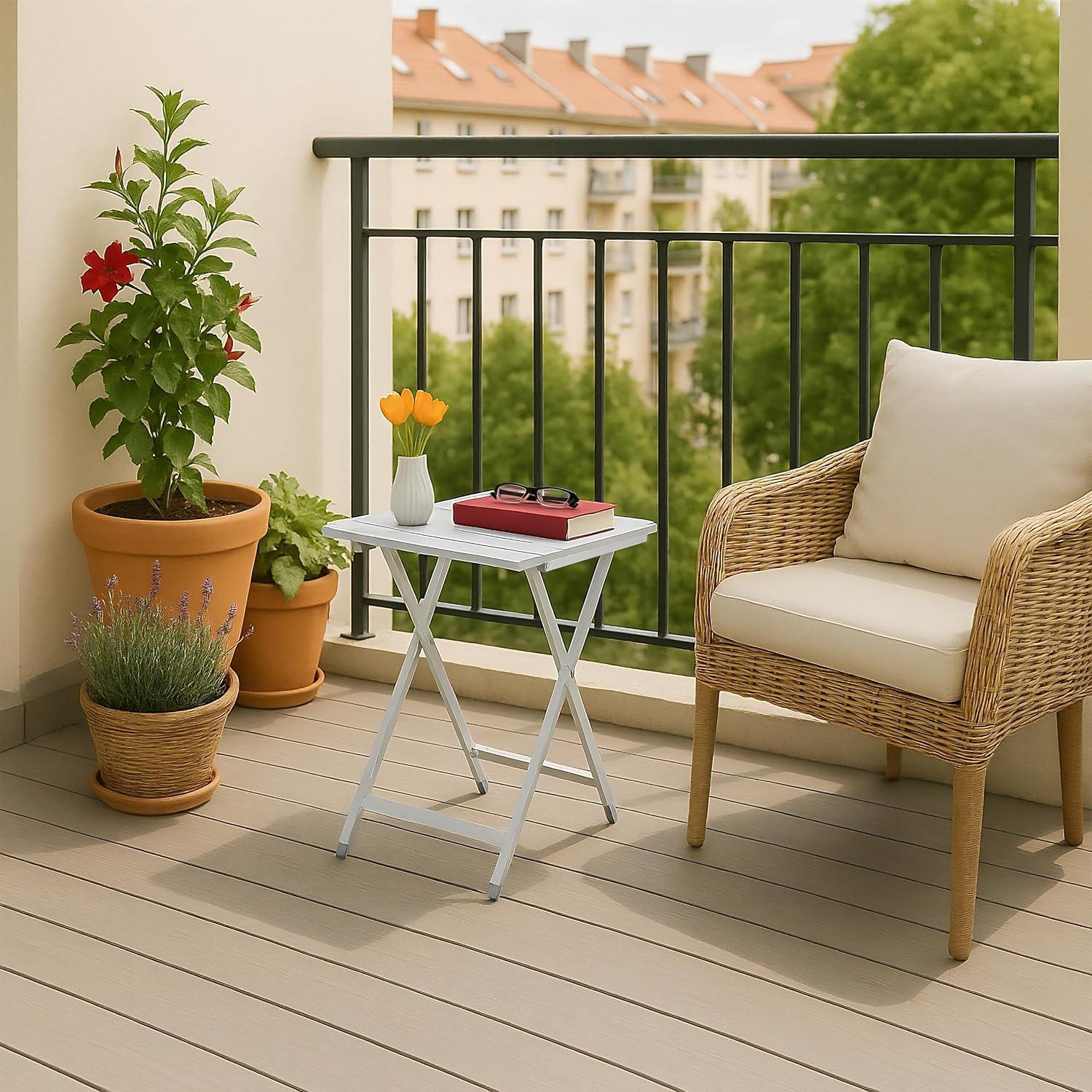 image:imageRelaxdays 10018248 Table pliante aluminium Table dappoint jardin camping pliable H x l x P 61 x 495 x 475 cm jardin balcon terrasse camping vacances gris argent