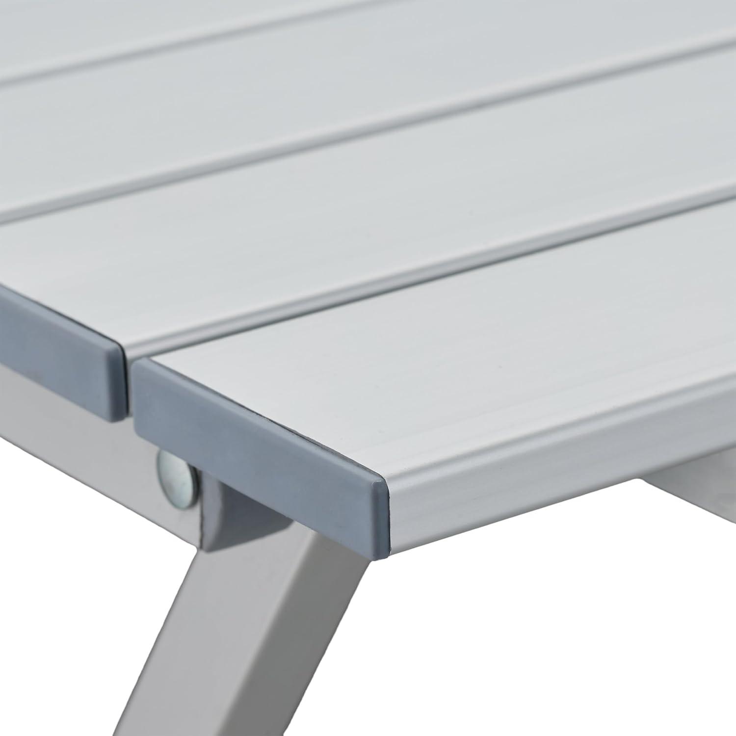 image:imageRelaxdays 10018248 Table pliante aluminium Table dappoint jardin camping pliable H x l x P 61 x 495 x 475 cm jardin balcon terrasse camping vacances gris argent