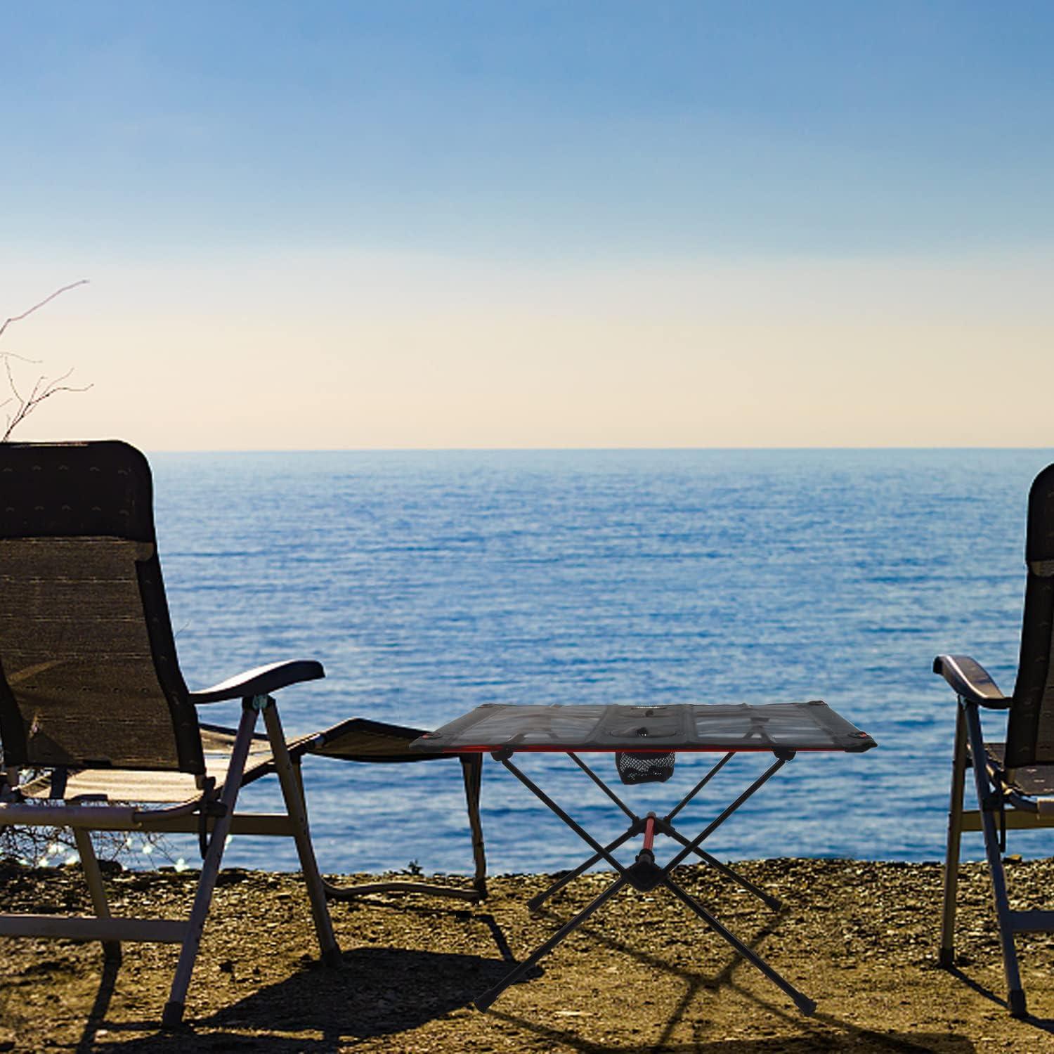 image:imageTentock Table de Camping Pliante Ultralgre en Aluminium pour lextrieur avec Sac en Filet idale pour Les barbecues TableNoir