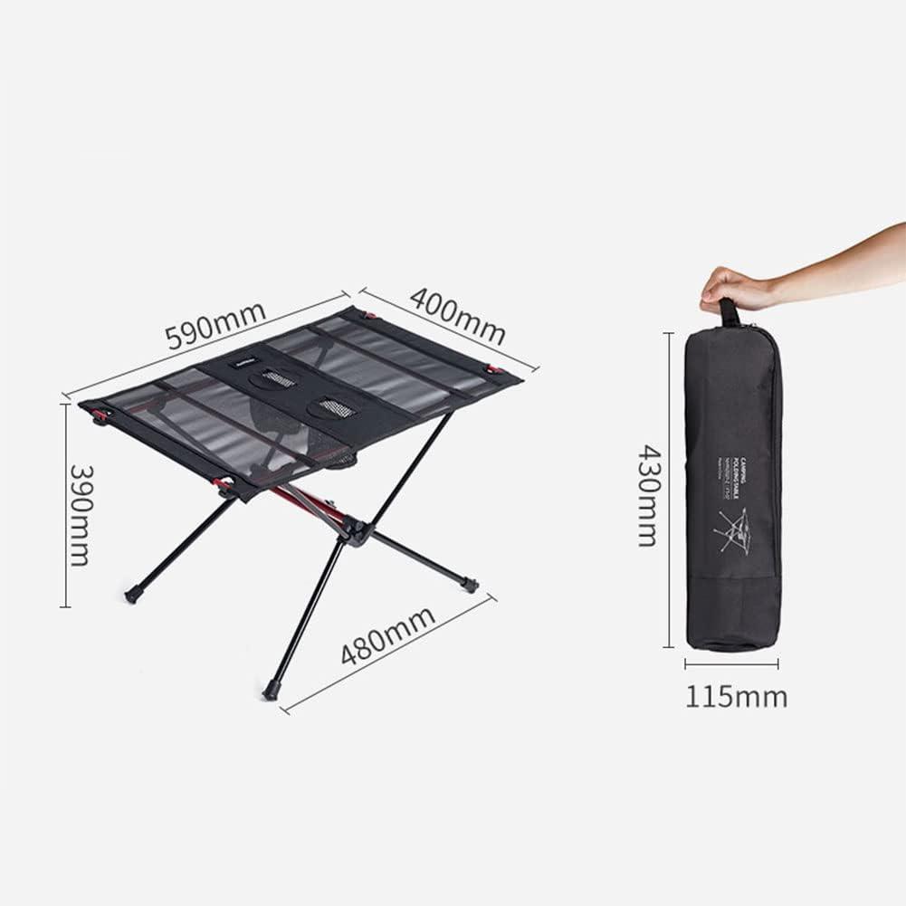 image:imageTentock Table de Camping Pliante Ultralgre en Aluminium pour lextrieur avec Sac en Filet idale pour Les barbecues TableNoir
