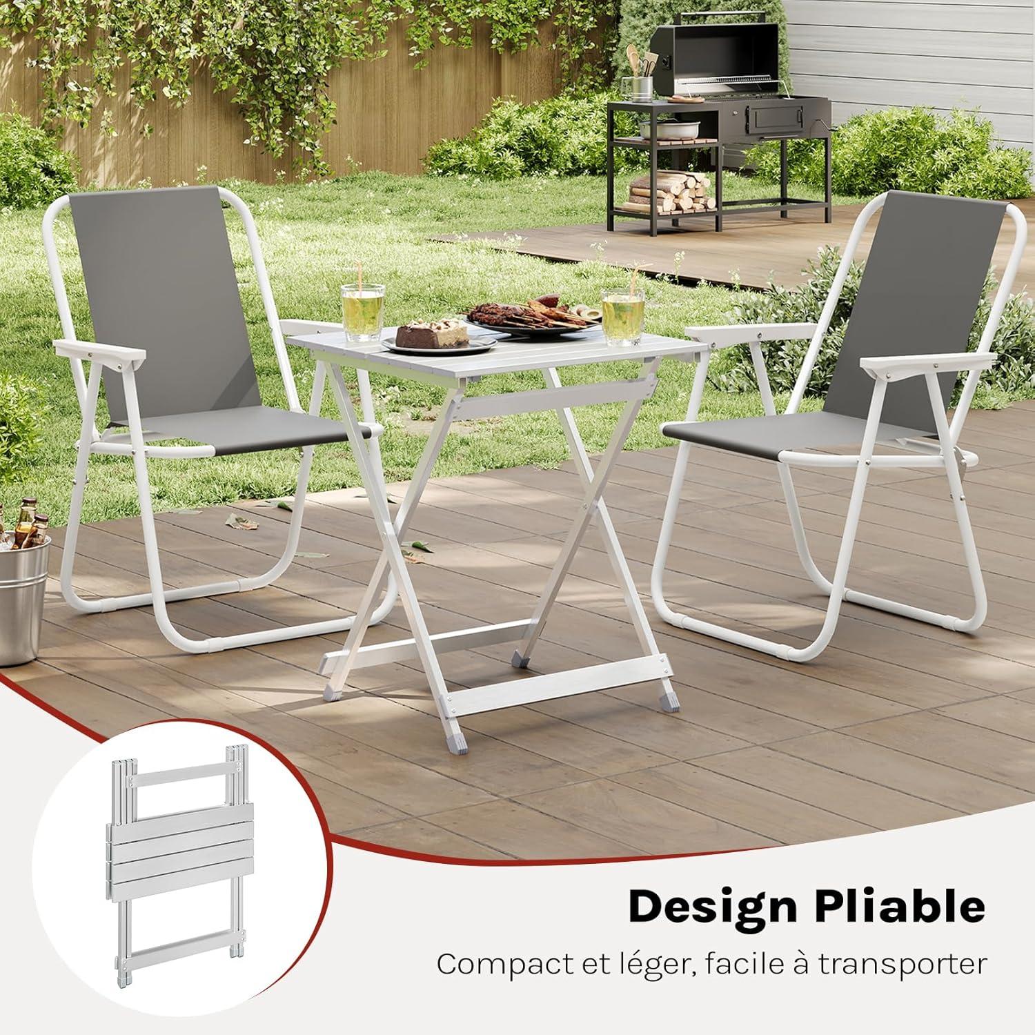 image:imageWOLTU Table de Camping en Aluminium Table dappoint Pliante Ultralgre Portable et Pliable 505x47x595cm ArgentArgent