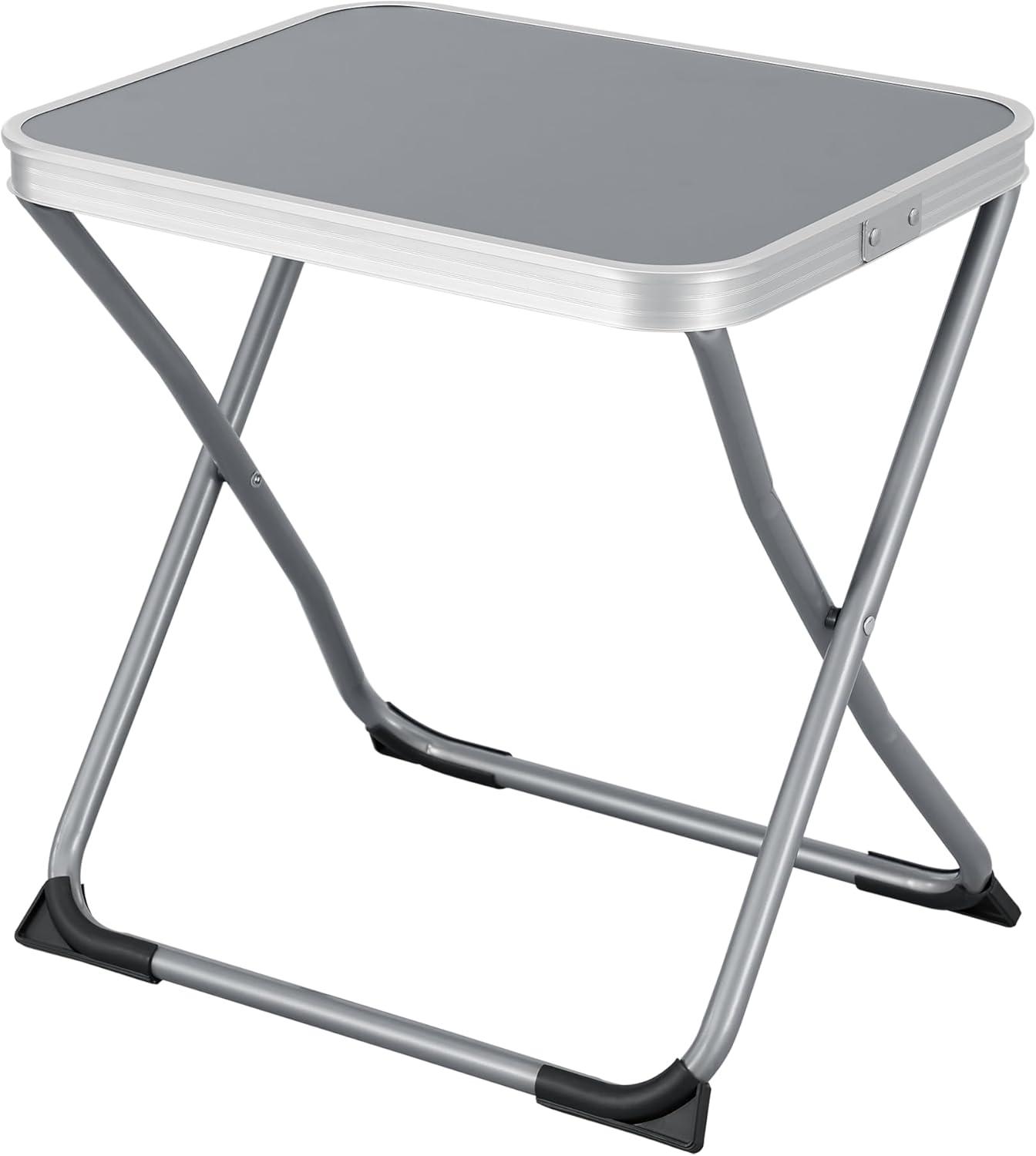 image:imageencasa Tabouret et Table de Camping 2 en 1 avec Assise Rsistant Hydrofuge Structure Stable Pliable Capacit de Charge 100 kg Acier Polyester 600D MDF 47 x 47 x 37 cm Gris